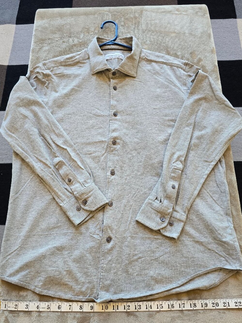 Victor Emmanuel Grey Knit Long-Sleeve Button-Up Shirt - Size L - EUC - Picture 3 of 8